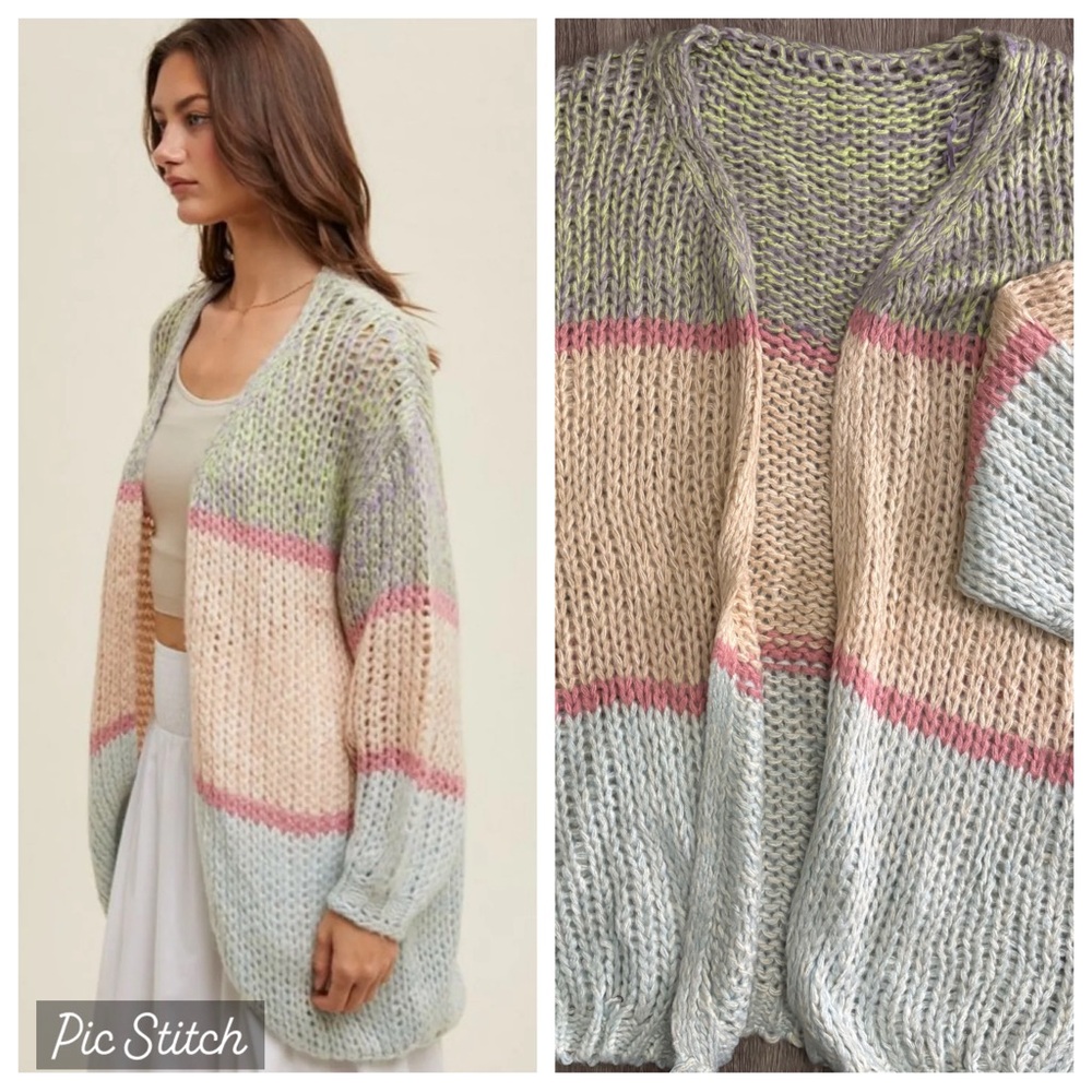 Talulah color block slouchy loose knit sweater cardigan